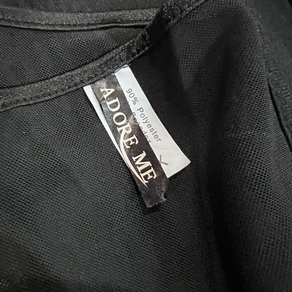 Adore Me Corset Black Hook Eye Bustier Sequin Halter Lingerie Ribbon Garter 4XL - Picture 3 of 9